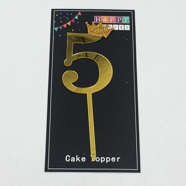 Cake Topper Crown Golden Number 5 - Basics.Pk