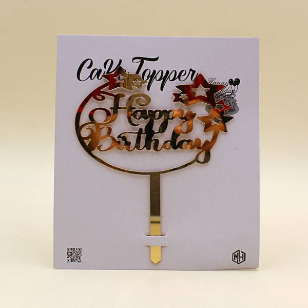 Cake Topper Acrylic Golden HBD Topper 6 Stars