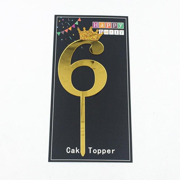Cake Topper Crown Golden Number 6 - Basics.Pk