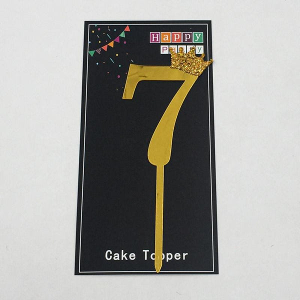 Cake Topper Crown Golden Number 7 - Basics.Pk