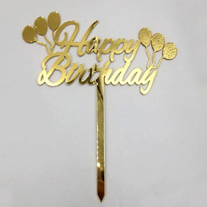 Cake Topper Acrylic Golden HBD 6 Balloons