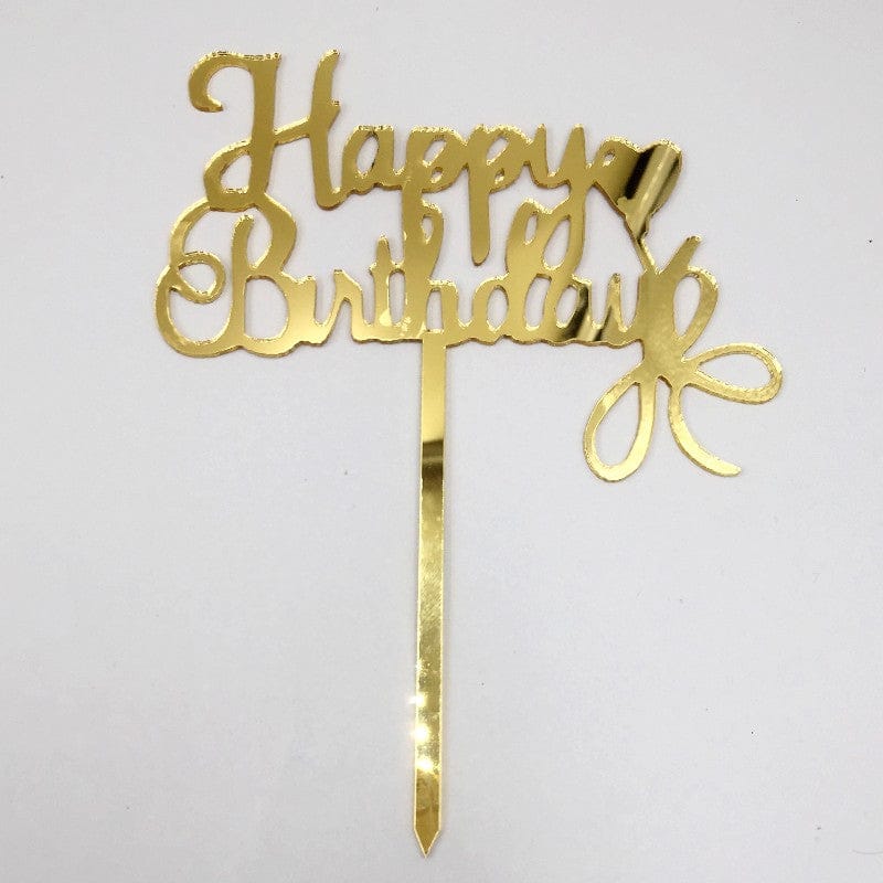 Cake Topper Acrylic Golden HBD Single Heart Bow