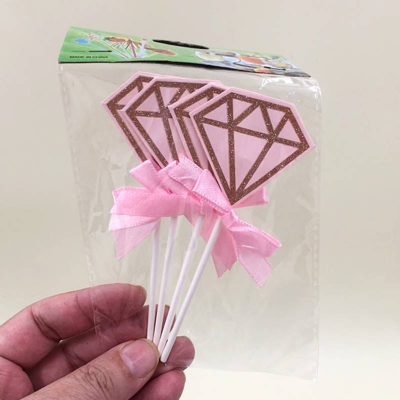 Cup Cake Topper in Pink Diamond (12Pack)