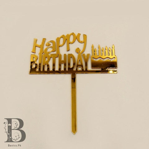 Cake Topper Acrylic  Happy Birthday golden
