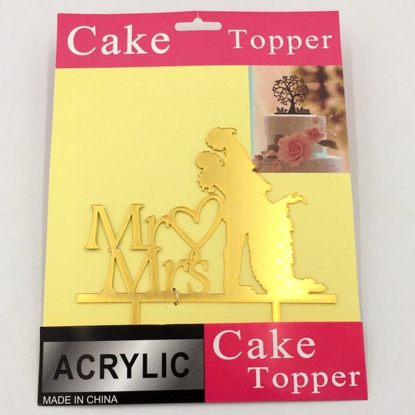 Cake Topper Mr & Mrs golden