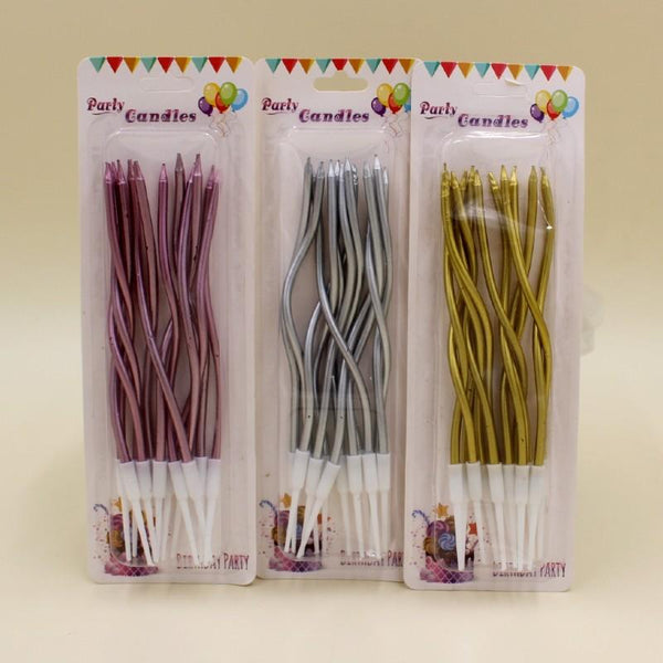 Candle Long Twisted Rose Pink (12 Pack) - Basics.Pk