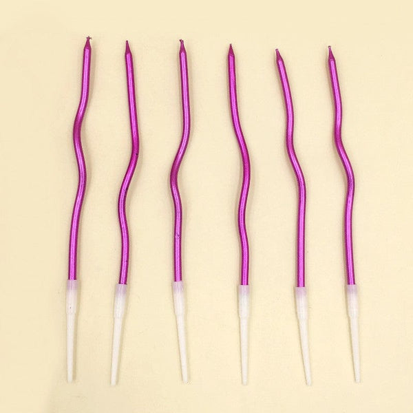 Candle Long Twisted Curly pink (6 Pack)