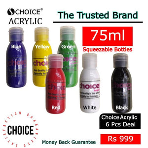 CHOICE 75ml Acrylic Paints Deal - Pack of 6