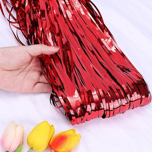 Curtains Foil Strips Red Shimmer