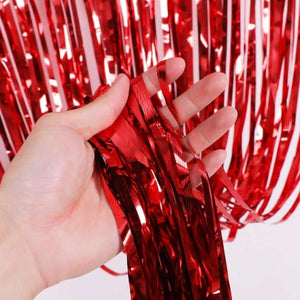 Curtains Foil Strips Red Shimmer