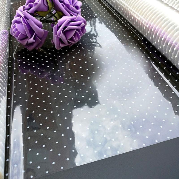 Wrapping Sheet Transparent With White Stars (Gift Sheet) - Basics.Pk