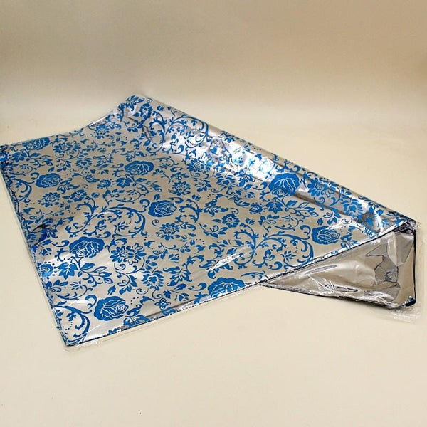 Gift Wrapping Sheets Blue Silver Flowers - Basics.Pk