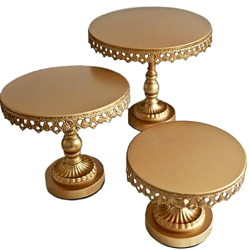 Cake Stand Metal Golden ( 3 different sizes ) - Basics.Pk