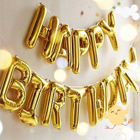Balloons Foil "Happy Birthday" Golden - Basics.Pk