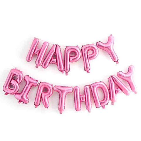 Balloons Foil "Happy Birthday" Pink - Basics.Pk