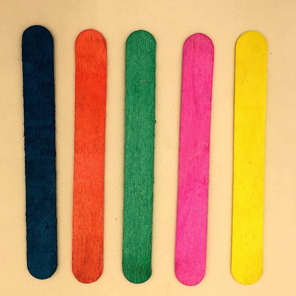 Ice Cream Popsicle sticks Colored (6 inches 50 pack-colors may change ) Small - Basics.Pk