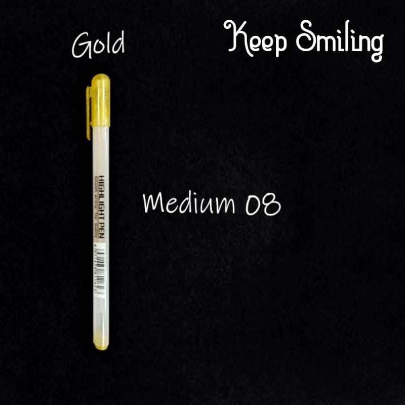 Keep Smiling Golden Gel Pen (size 0.8) SINGLE PEN