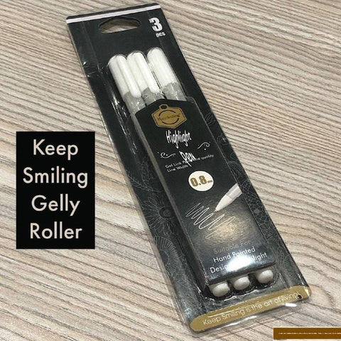 Keep Smiling White Gel Pen Pack of 3