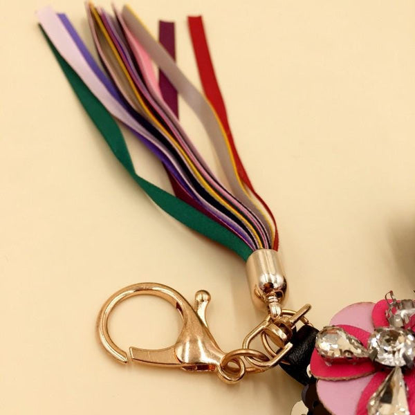 Key Chain Heart With Flower Black - Basics.Pk