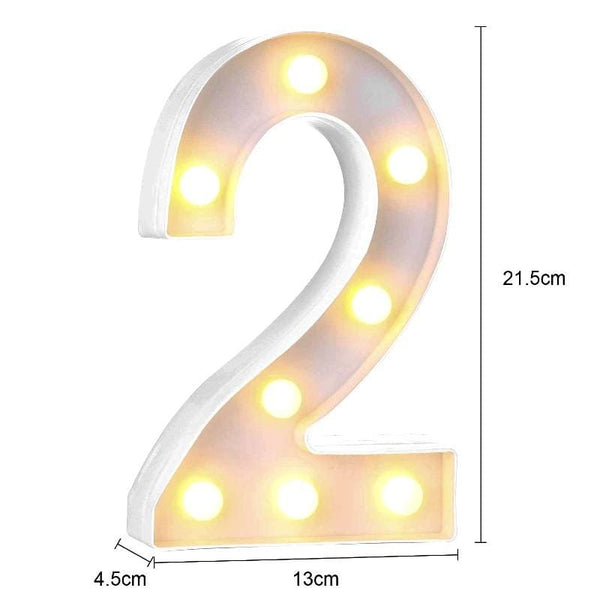 Digit LED "2"  white warm light ( 8.5 x 3 inches) - Basics.Pk