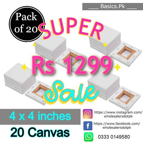100% Cotton Cloth Canvas Deal Pack of 20 (4 x 4 inches)