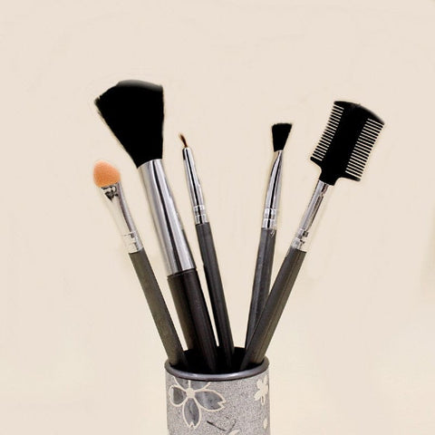 Makeup Brushes Set Pack of 5 Silver