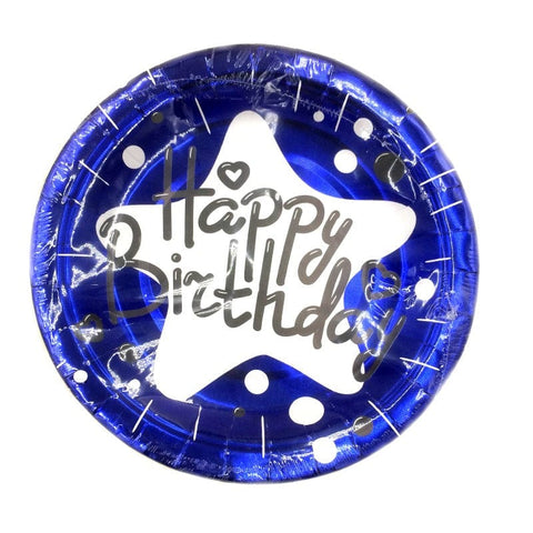 Plates (10 Small) HBD Blue Shine With White Star