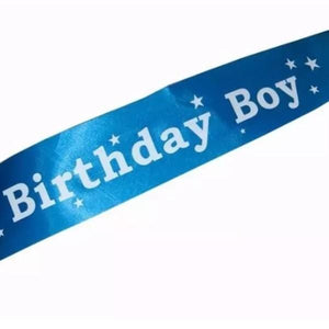 Sash Birthday Boy White on Blue - Basics.Pk