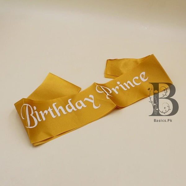 Sash Birthday Prince White On Golden - Basics.Pk
