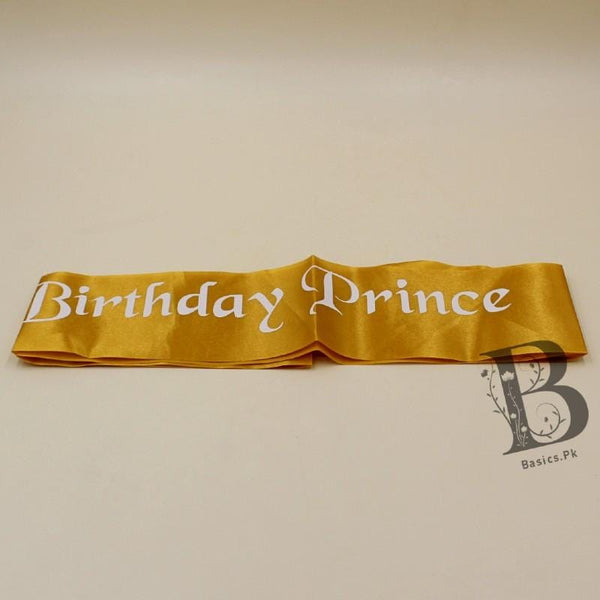 Sash Birthday Prince White On Golden - Basics.Pk