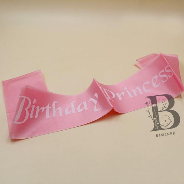 Sash Birthday Princess White on Pink - Basics.Pk