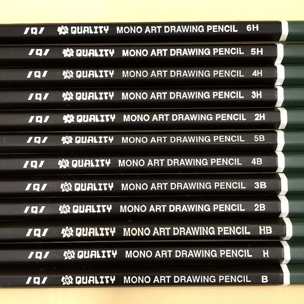 Quality Mono Art Lead Sketching Pencils 12 pack Mix (6H to 5B) - Basics.Pk