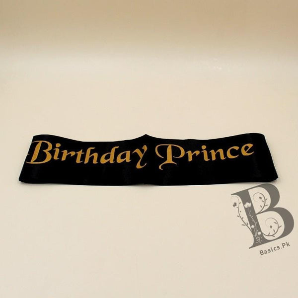Sash Birthday Prince Black on Golden - Basics.Pk