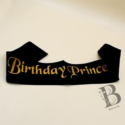 Sash Birthday Prince Black on Golden - Basics.Pk