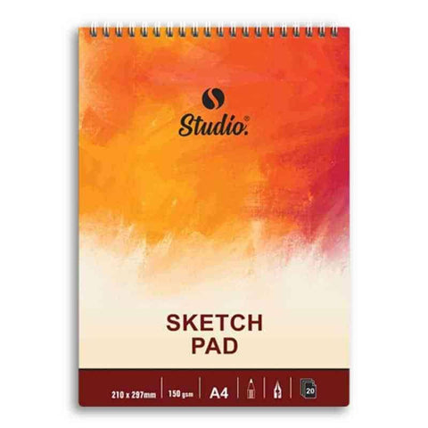 Studio A4 Sketch Book for Watercolor, Acrylic / Oil Paints & Sketching [Scholar Sheet Grainy Paper] 150 GSM