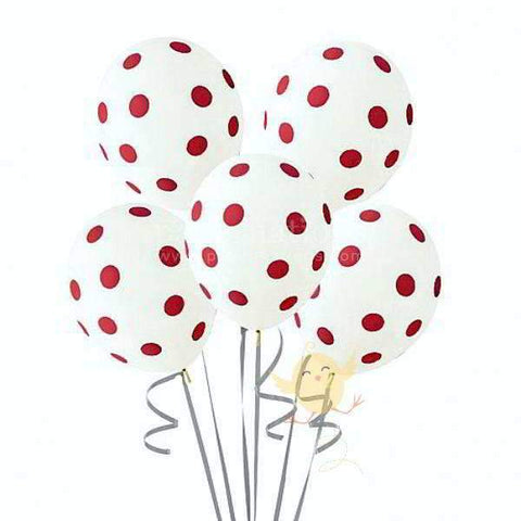 Balloons White with Red Dots Single - Basics.Pk