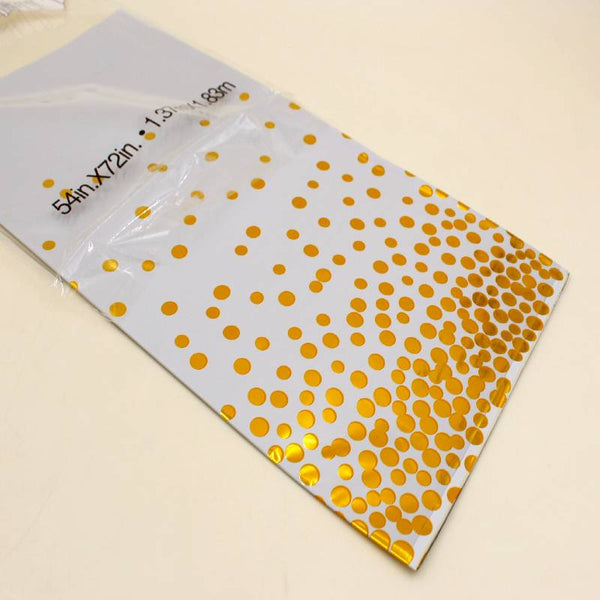 Table Sheet Plain White on Golden Dots