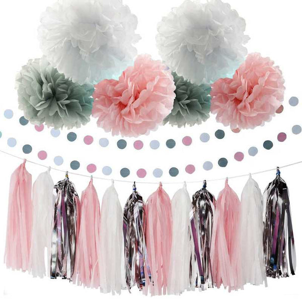 Tassels Paper Decoration Pink (4) - Basics.Pk
