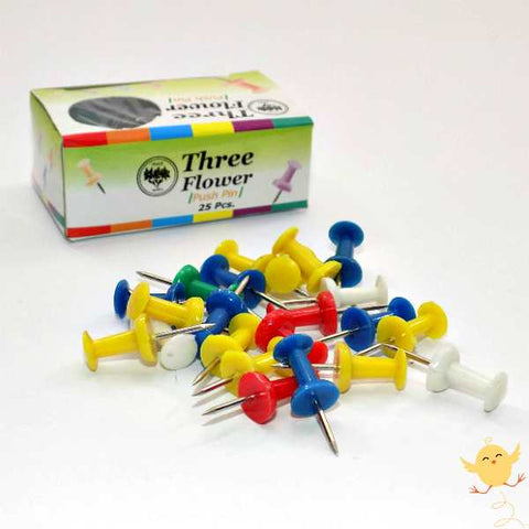 Three Flowers Color Push Pins
