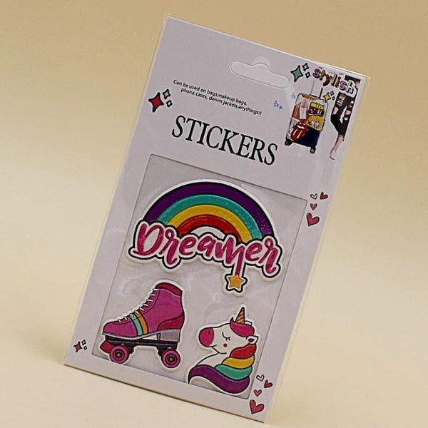 Stickers Unicorn + Rainbow Dreamer+ Tyre Shoe 3D Shiny Foam - Basics.Pk