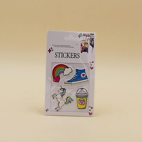 Stickers Unicorn + Rainbow + Shoe 3D Shiny Foam - Basics.Pk