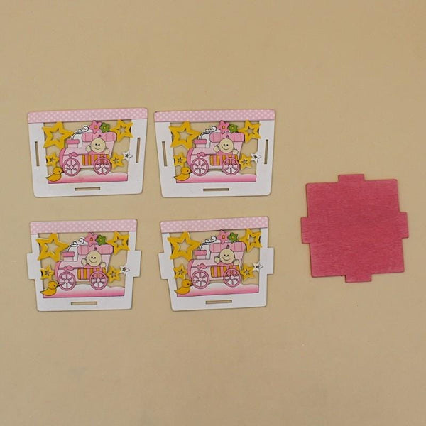 Gift Box Holder Wooden Card And Jewelry Box (Train Pink) - Basics.Pk