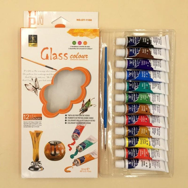 Yipin Glass Color with Brush 12 Pack - Basics.Pk