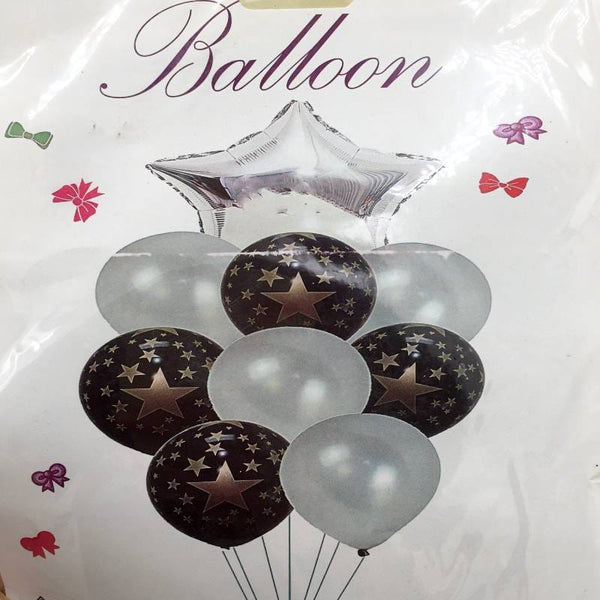 Balloons Star + Foil Balloons Pack of 9 SILVER