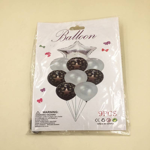 Balloons Black with Golden Star + Foil Balloons Pack of 9