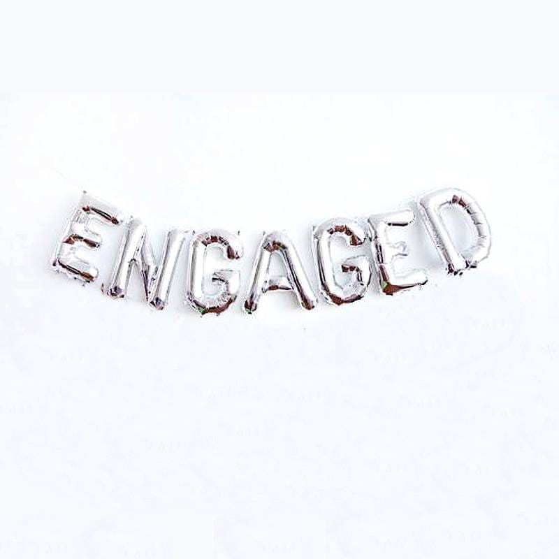 Balloons Foil " ENGAGED " Silver