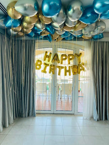 Balloon Bunch - Foil Happy Birthday + Metallic Blue