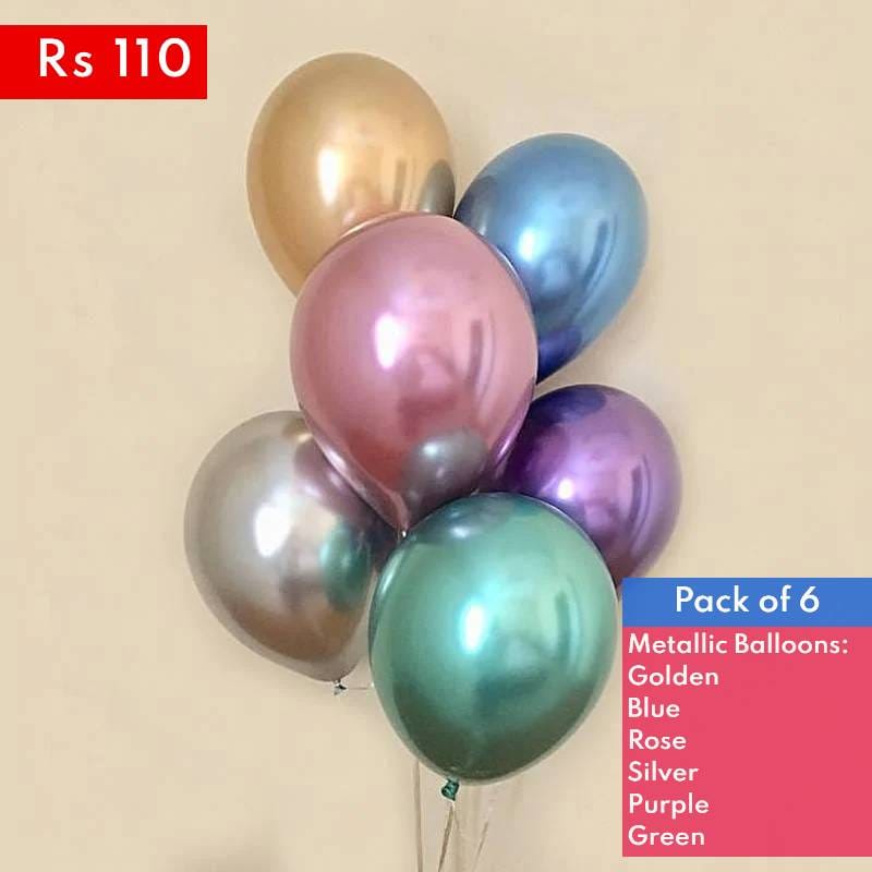 Balloons Bunch Metallic Pack of 6