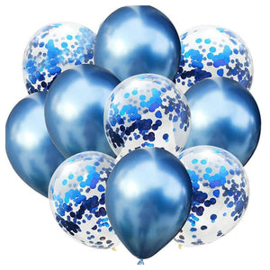 Balloons 5 Confetti + 5 Metallic Blue (Pack of 10)