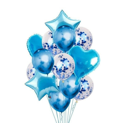 Balloons  Foil & Confetti Pack of 14 Blue - Basics.Pk